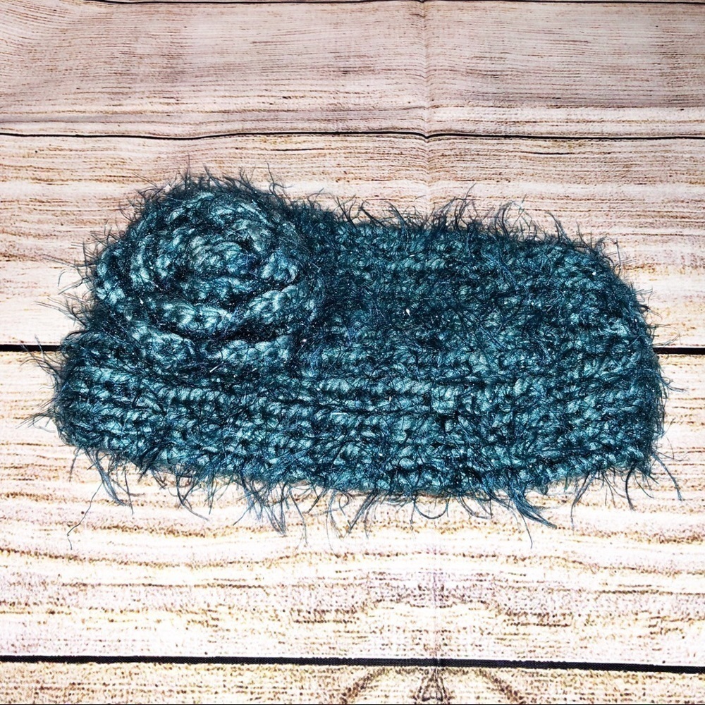 Blue Knit headband / ear muffs Sparkle